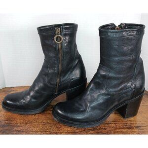 Fiorentini + Baker Black Leather Heeled Ankle Zip Boots Womens EU 38.5 US 8.5